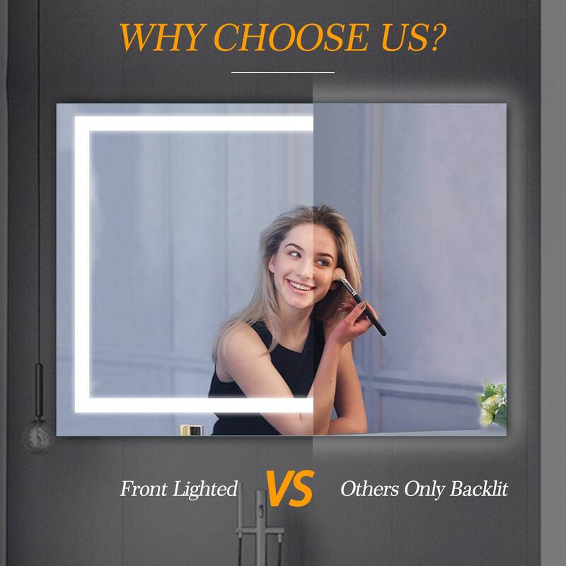 LED Bathroom Mirror 48x 36 Inch with lights,anti-Fog & Dimming Led Bathroom Vanity Mirror