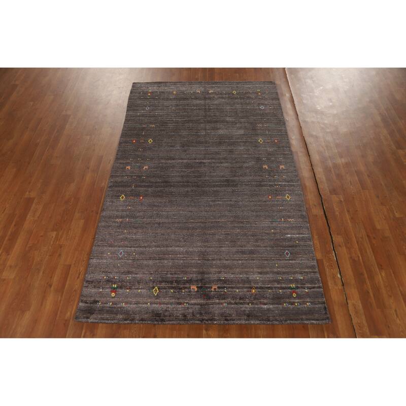 Hand Knotted Oriental 100% Wool Carpet Tribal Tribal Brown Gabbeh Area Rug - 8' 0'' X 4' 9''
