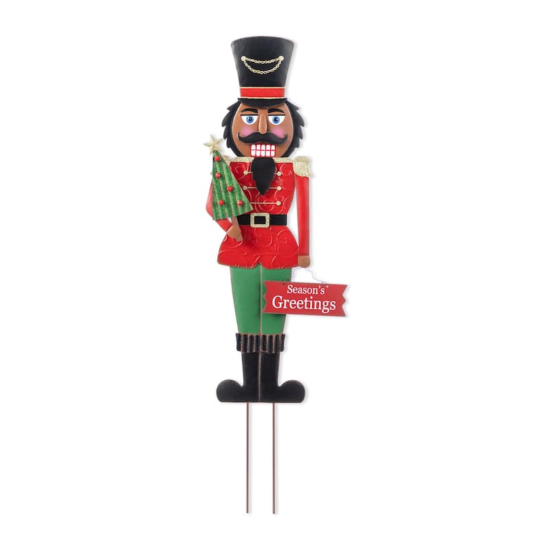 Glitzhome 36"H Christmas Metal African Nutcracker Yardstake - Multi