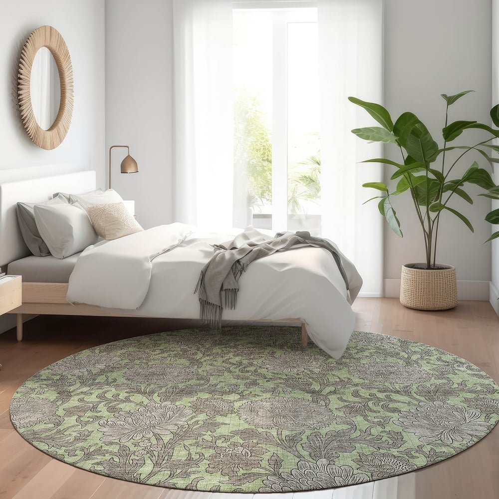 Machine Washable Indoor/ Outdoor Chantille Floral Rug