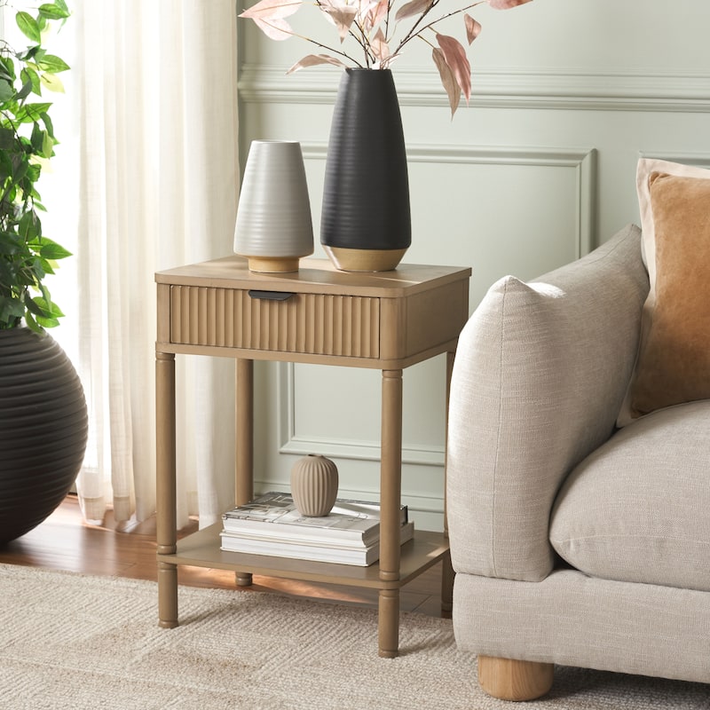 SAFAVIEH Thurston 1-Drawer Accent Table - 18"W x 14"D x 24"H - Desert Brown