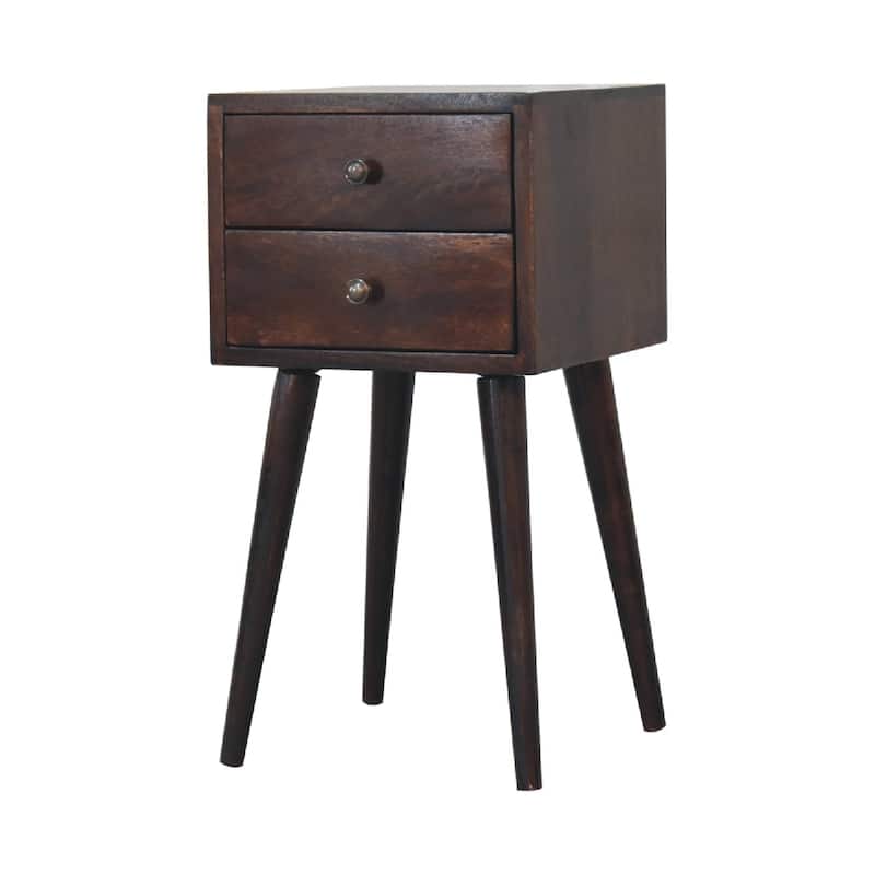 Artisan Furniture Solid Wood Mini 2 Drawer Light Walnut Nightstand