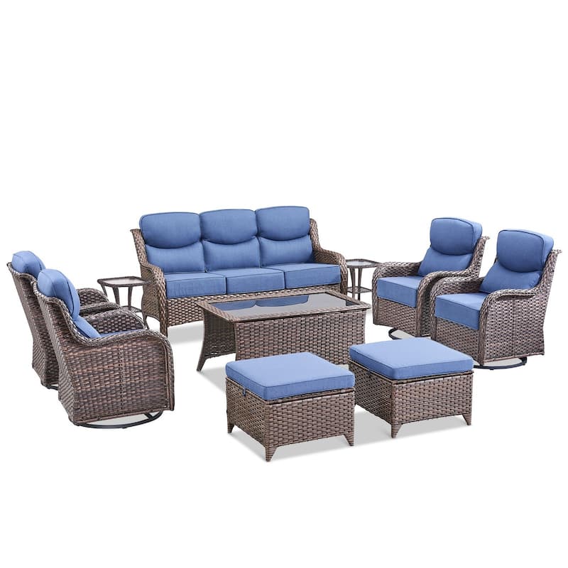 Pocassy Outdoor Patio Furniture Sofa Swivel Chairs Sets