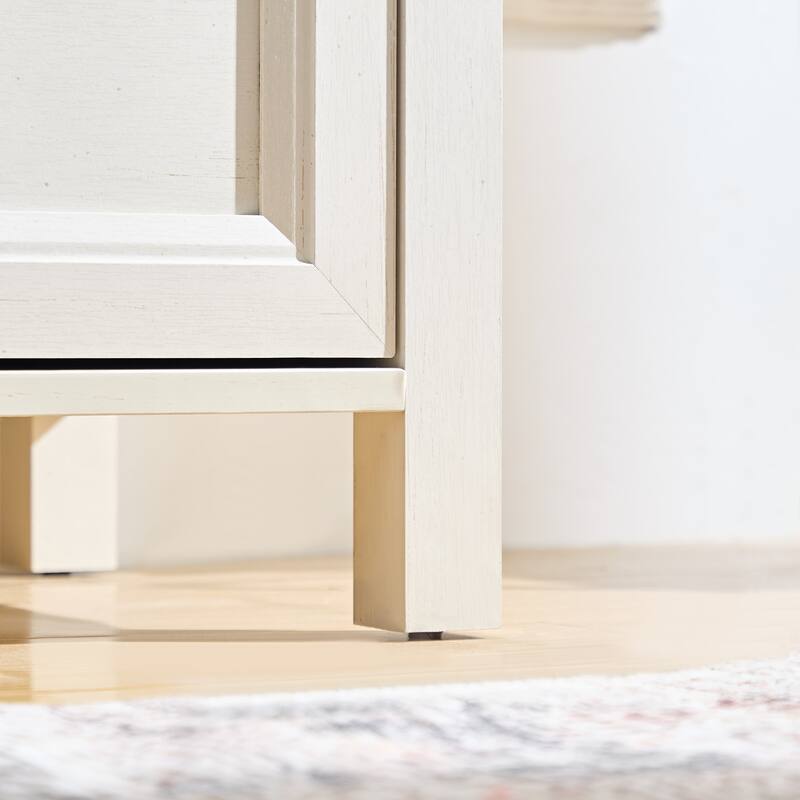 Anmytek White and Walnut 8 Drawer Dresser Chest for Bedroom - Farmhouse Organizer Storage