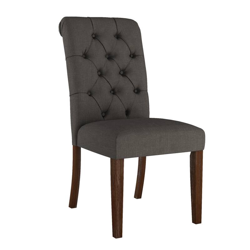 Benchwright Linen Tufted Dining Chair with Brown Finish Legs (Set of 2) by iNSPIRE Q Artisan
