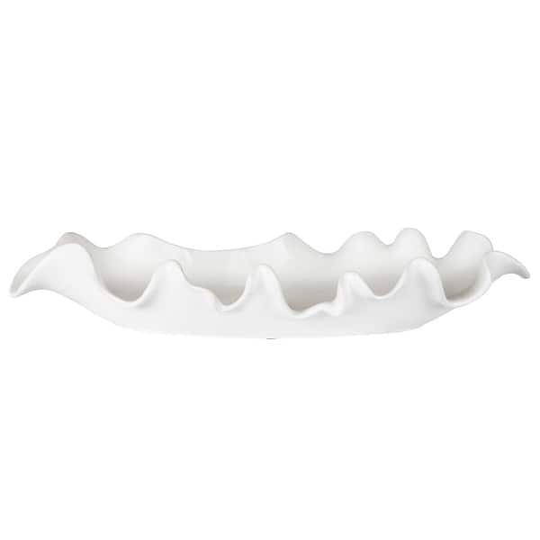 slide 2 of 4, Uttermost Ruffled Feathers Modern White Bowl - 4 x 24 x 9.84 - 4 x 24 x 9.84