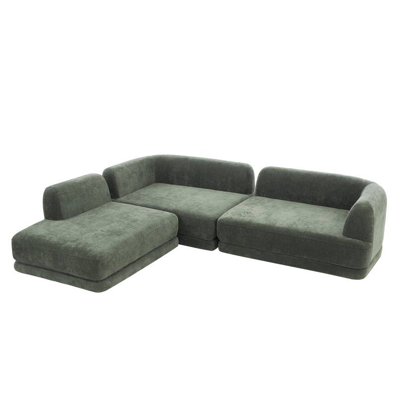 Christopher Knight Home - Modern L-Shaped Sectional Sofa Set & Chaise Lounge, High-Density Compressed Sponge, Fully Assembled