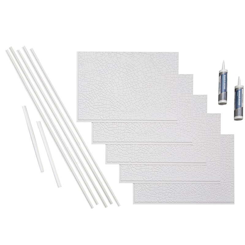 FASÄDE Skyline Decorative Vinyl Backsplash Panel - 15 Sq Ft Kit - Matte White