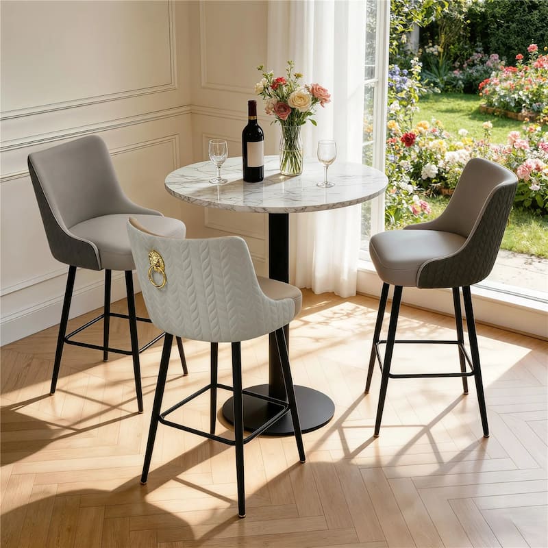 Bar Stools for Kitchen Counter Height Leather 360° Swivel Footrest