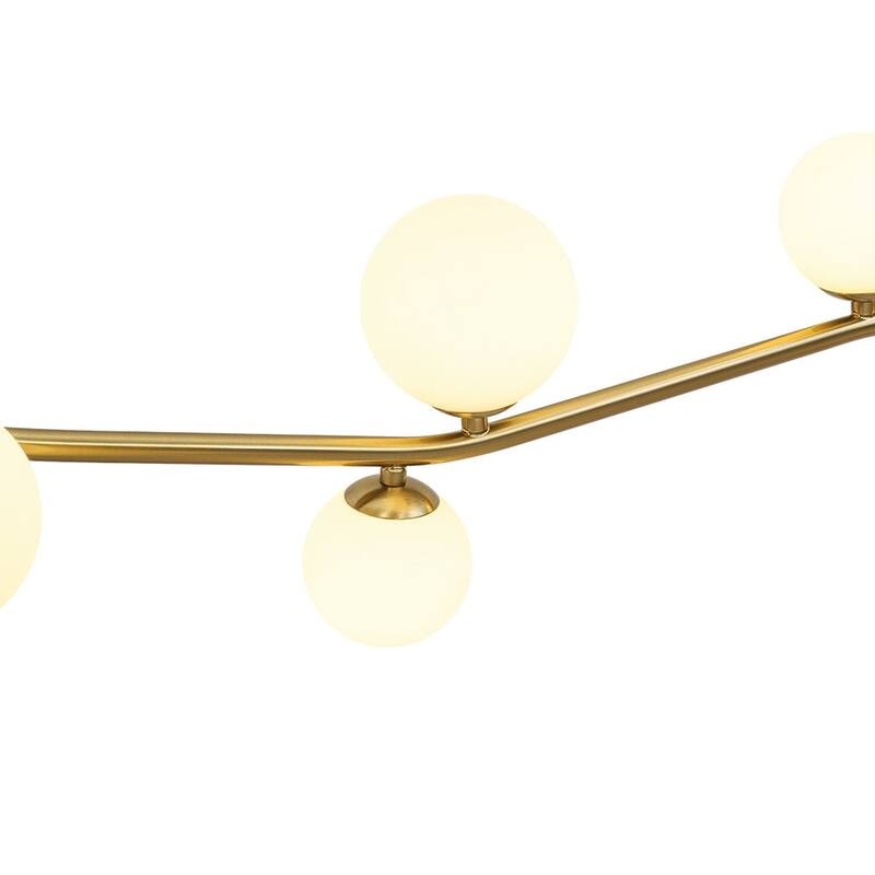 8-Light Frosted Glass Bubble Wavy Linear Island Pendant 61in