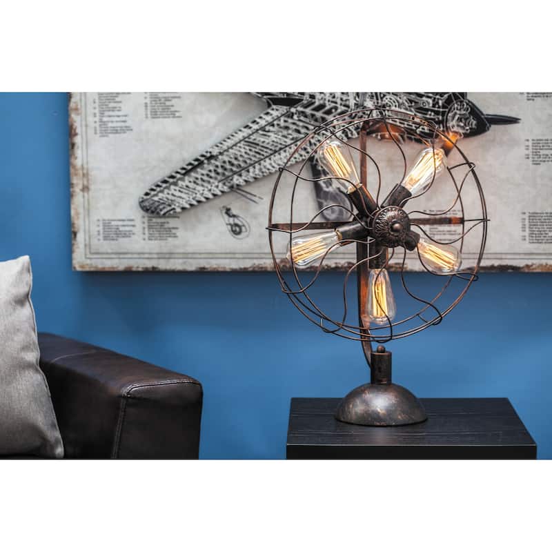 Bronze Metal Vintage Fan Shape 5 Light Accent Lamp - 18 x 24