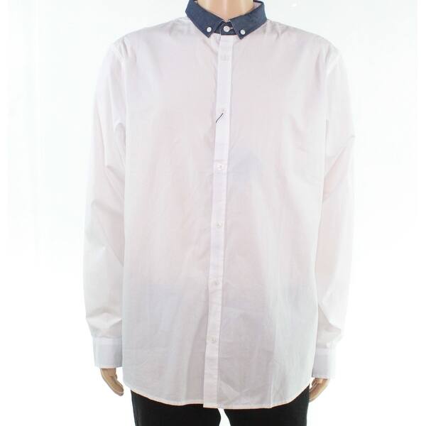 Shop Armani Exchange Mens Shirt White Size 2xl Collar Contrast