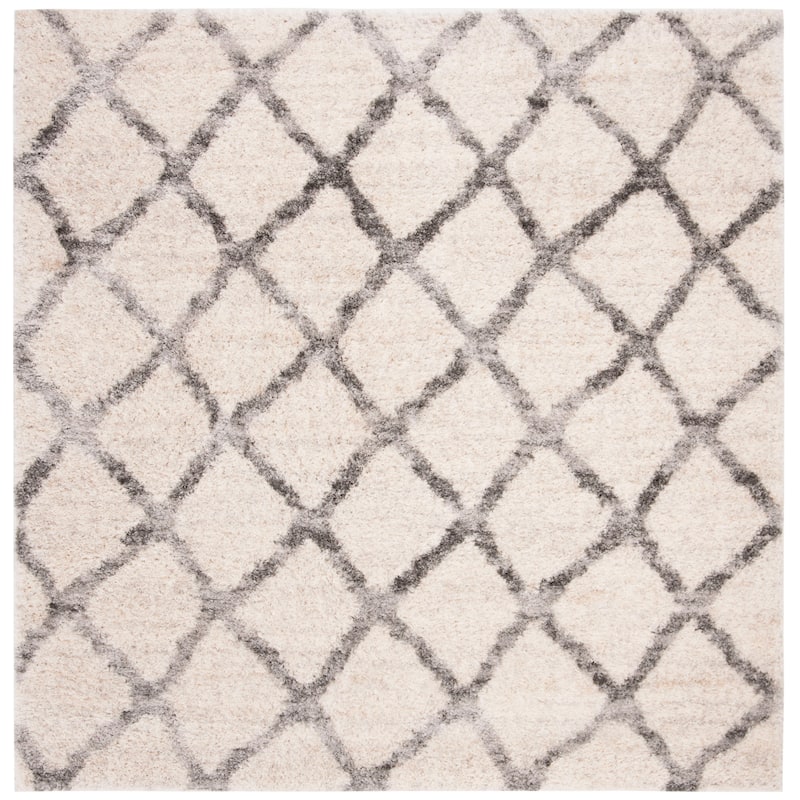 SAFAVIEH Berber Shag Sestilia Rug - 3'3" Square - Cream/Grey
