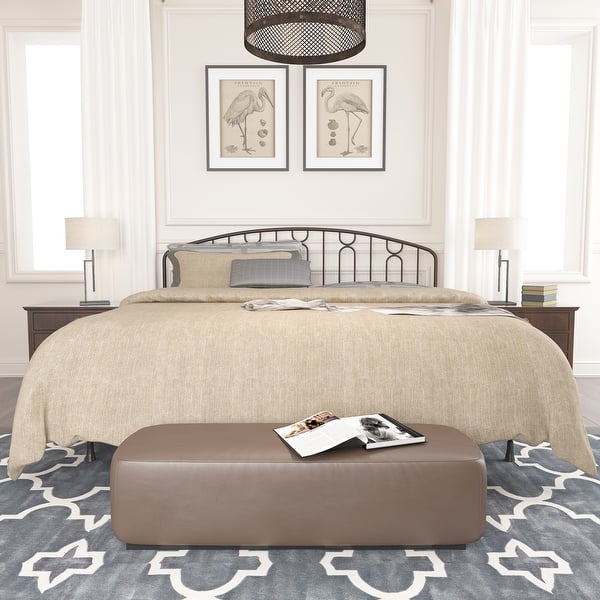 slide 17 of 24, Hillsdale Furniture Riverbrooke Metal Arch Scallop Headboard with Frame, Bronze Bronze - King