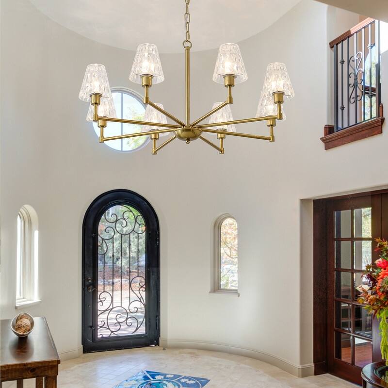 Mid-Century Modern Chandelier Farmhouse Modern Glam Gold Glass Chandelier