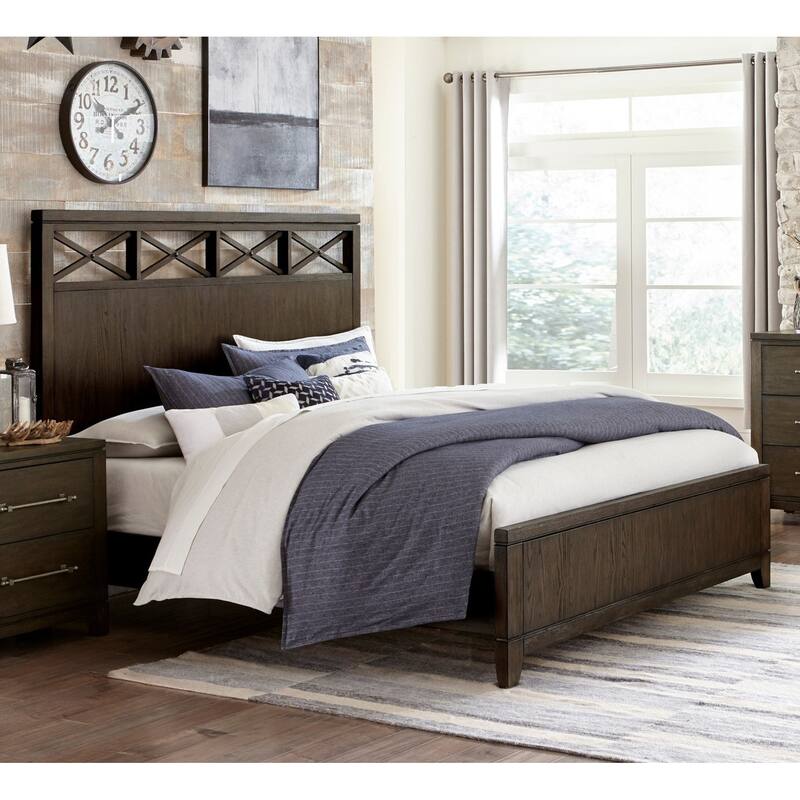 Contemporary Style Bed Dark Brown Finish