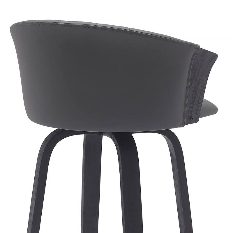 HomeRoots 26" Gray and Black Faux Leather Counter Height Swivel Bar Chair