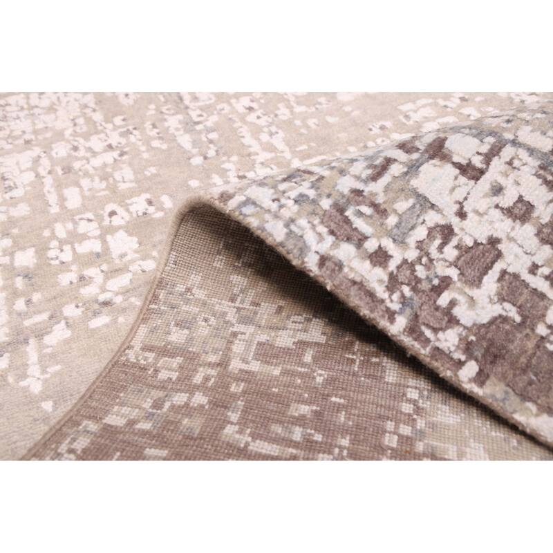 ECARPETGALLERY Hand-knotted Legacy Taupe Silk, Wool Rug - 2'6 x 12'0