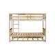 preview thumbnail 11 of 16, Twin Over Twin Rubber Wood Bunk Bed with Trundle,Convertible into 2 Twin Size Beds,with Ladder and Safety Guardrails-Natural