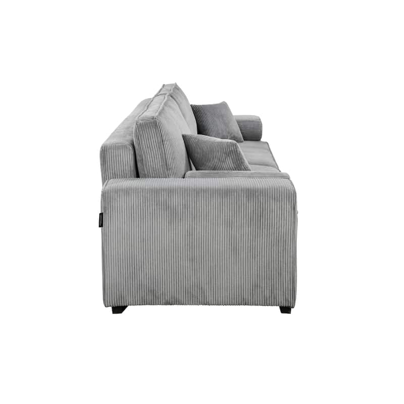 Roomfitters 91 Inch Sofa Bed with Storage, Modern 3 Seater Convertible Couch for Small Spaces, Living Room and Apartment, Grey