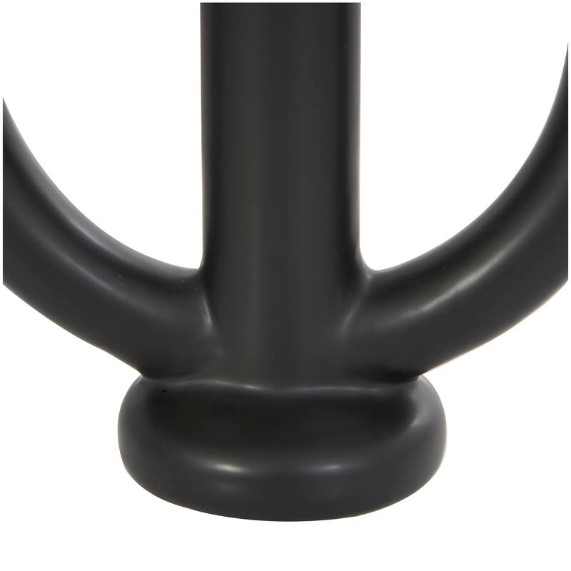 CosmoLiving by Cosmopolitan Black Ceramic Ring Geometric Candle Holder (Set of 2)
