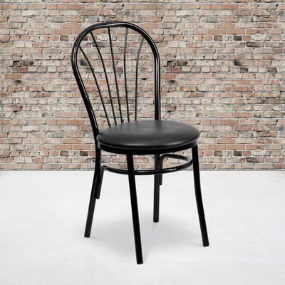 2 Pack Fan Back Metal Chair - Vinyl Seat - 16"W x 20"D x 34.5"H - 16"W x 20"D x 34.5"H