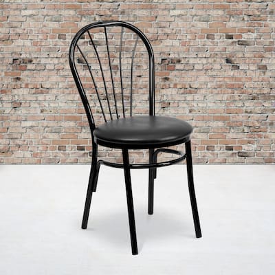 Fan Back Metal Chair with Vinyl Seat - 16"W x 20"D x 34.5"H