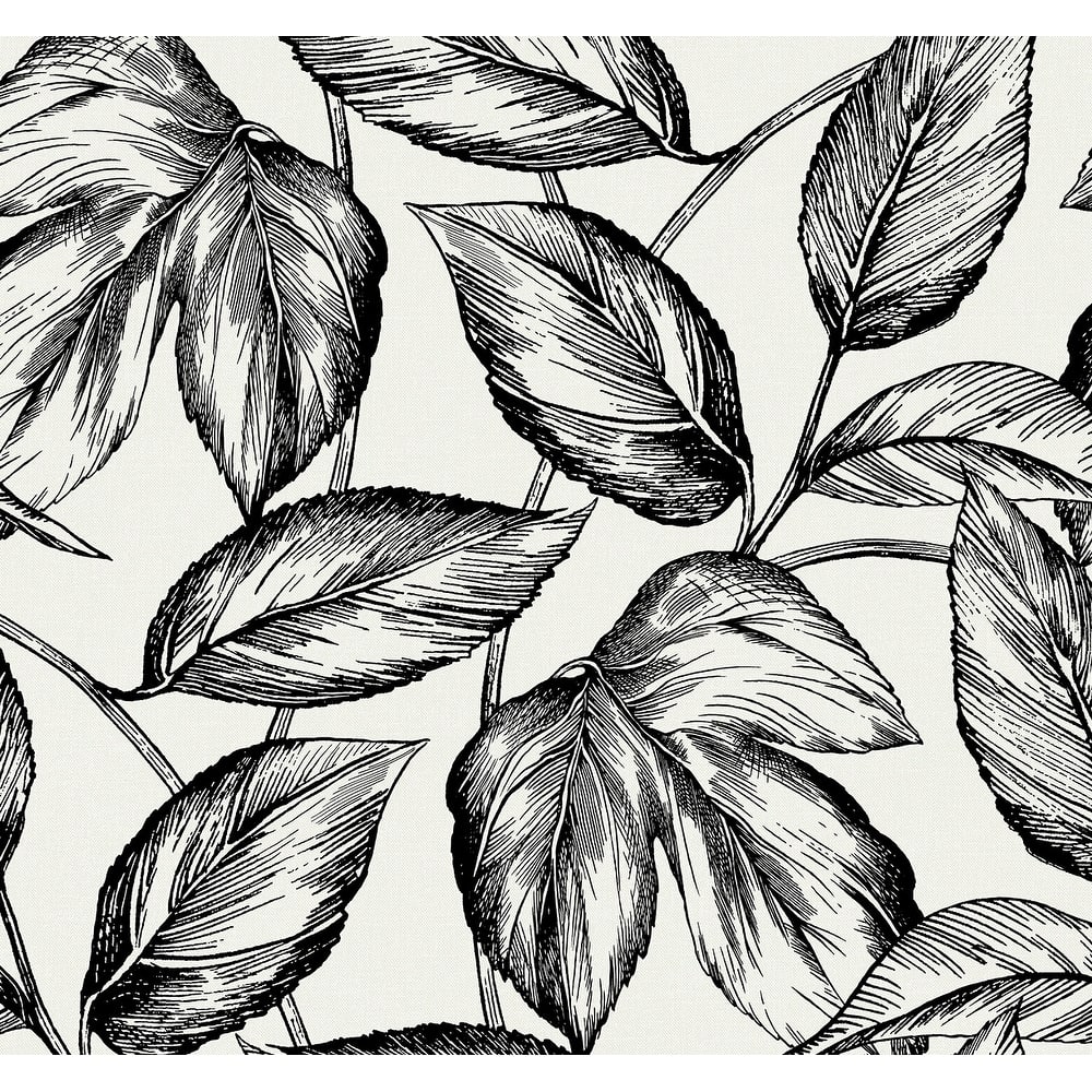 Seabrook Designs Beckett Sketched Leaves Unpasted Wallpaper
