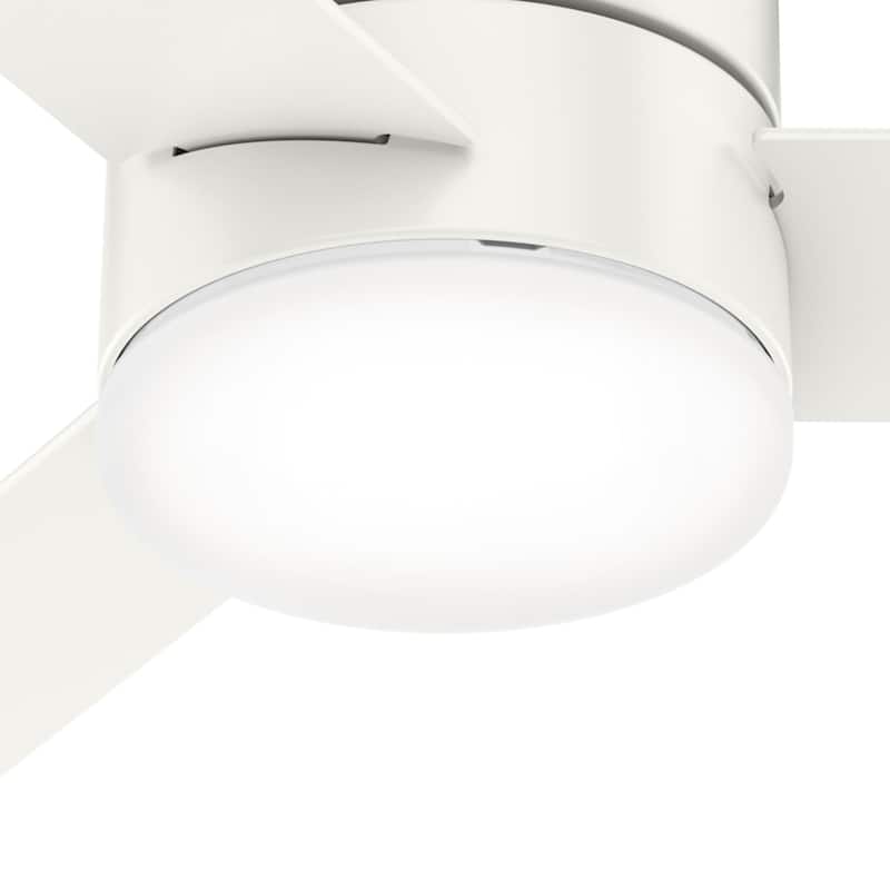 Hunter 52" Minimus Modern Sleek Low Profile Ceiling Fan with LED Light, Handheld Remote - Contemporary, Transitional
