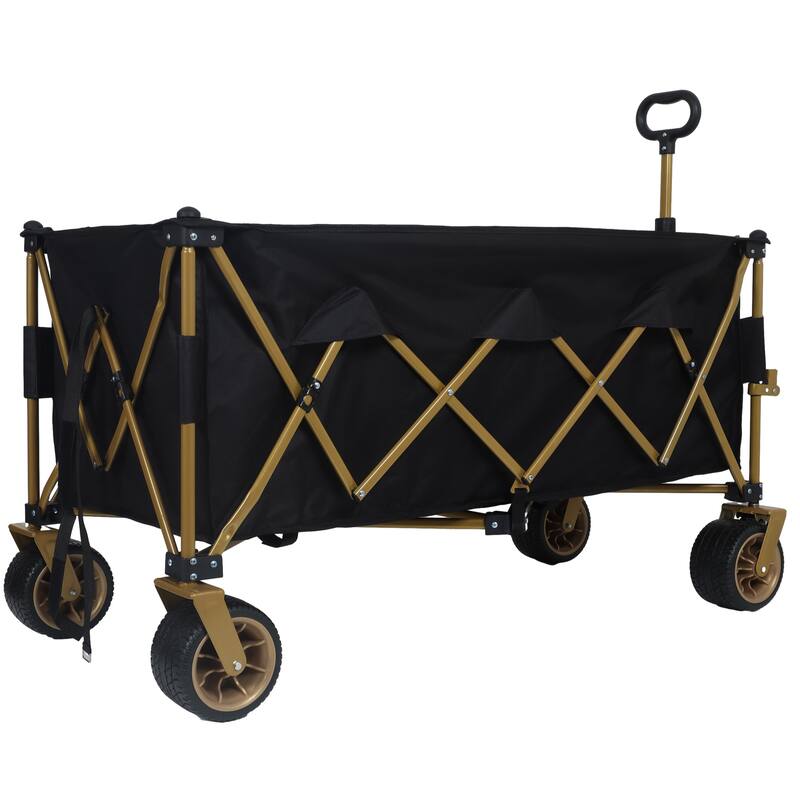 51-Inch Extra-Long Heavy-Duty Folding Utility Wagon - 480lb Capacity with 7" All-Terrain Wheels, Black