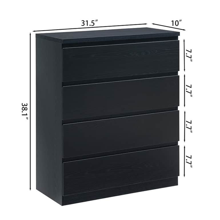 31.5" Modern Black Dresser‌ – 4-Drawer Handle-Free Storage Chest for Bedroom & Living Room.