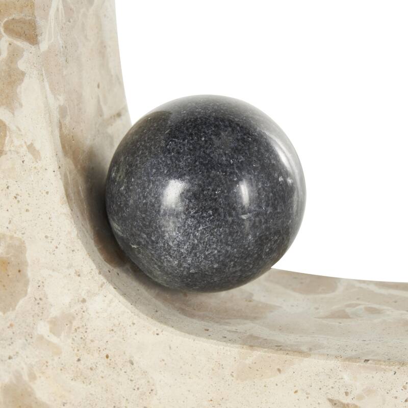Marble Arched Curved Bookends with Black Orbs - Set of 2 Brown - Roche River Decor