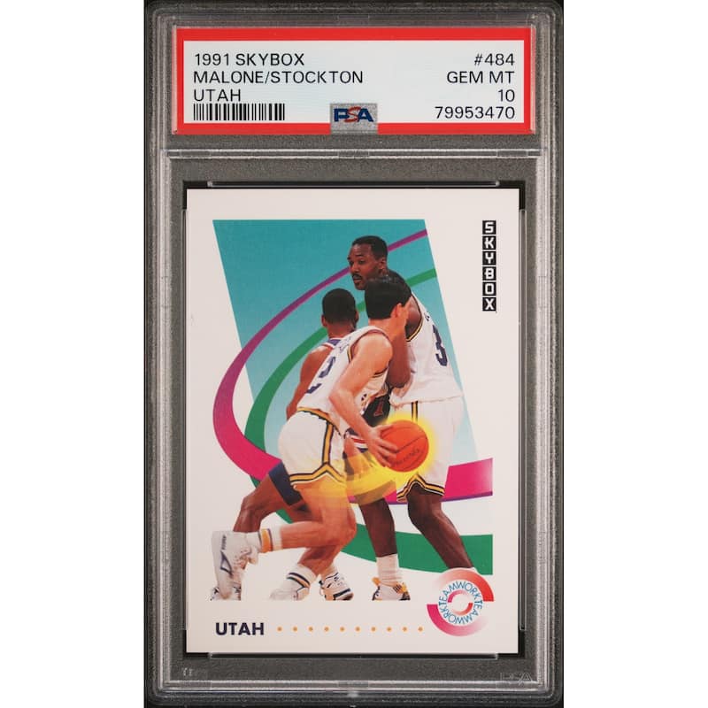 John Stockton & Karl Malone 1991 Skybox Utah Basketball Card #484 Graded PSA 10 - 8'6" x 11'6"