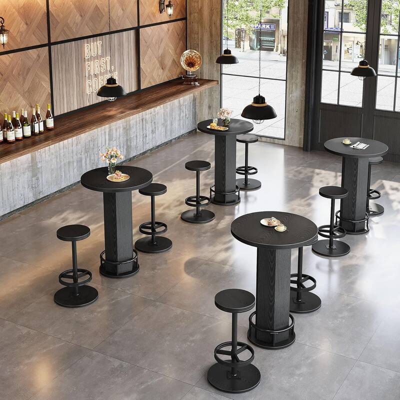 3-Piece Dining Table Set, Small Round Kitchen Table with 2 Chairs for Small Space, Apartment, Bistro