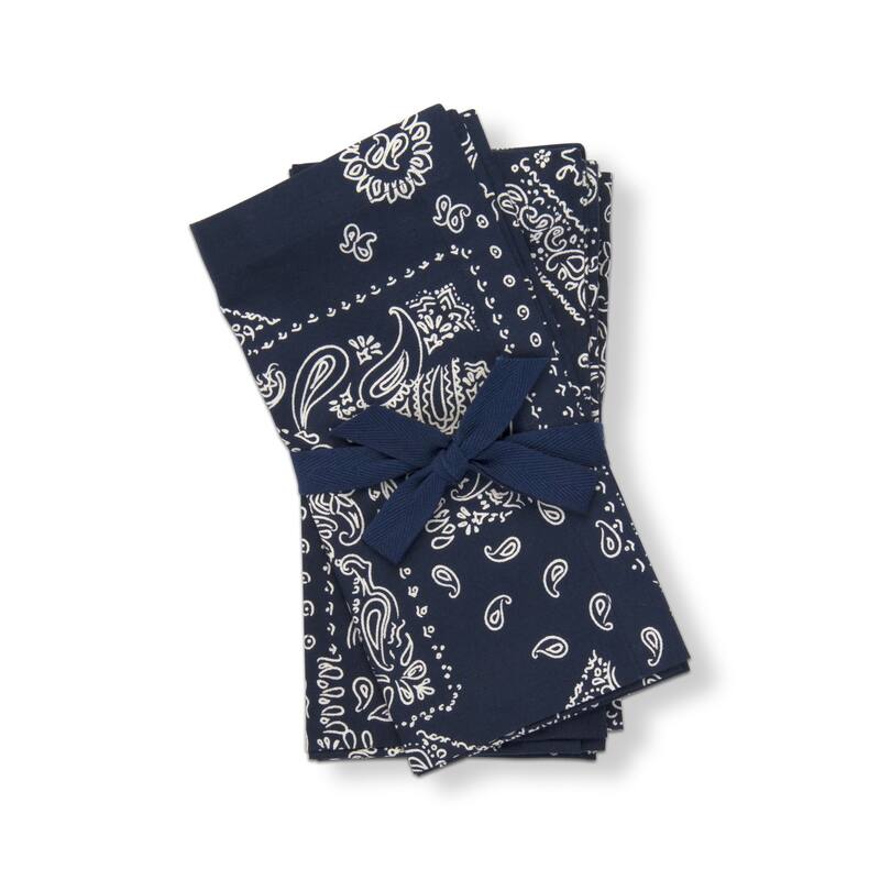 Bandana Pasiley Napkin Set Of 4 Blue Cotton Machine Wash - 20 x 20