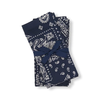 Bandana Pasiley Napkin Set Of 4 Blue Cotton Machine Wash - 20 x 20