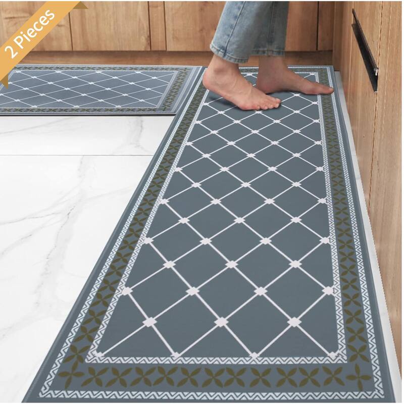 2 PCS Kitchen Mat, Cushioned Kitchen Rugs,19.7 X 31.5 In and 19.7 X 47.2In - 2 PCS - Blue