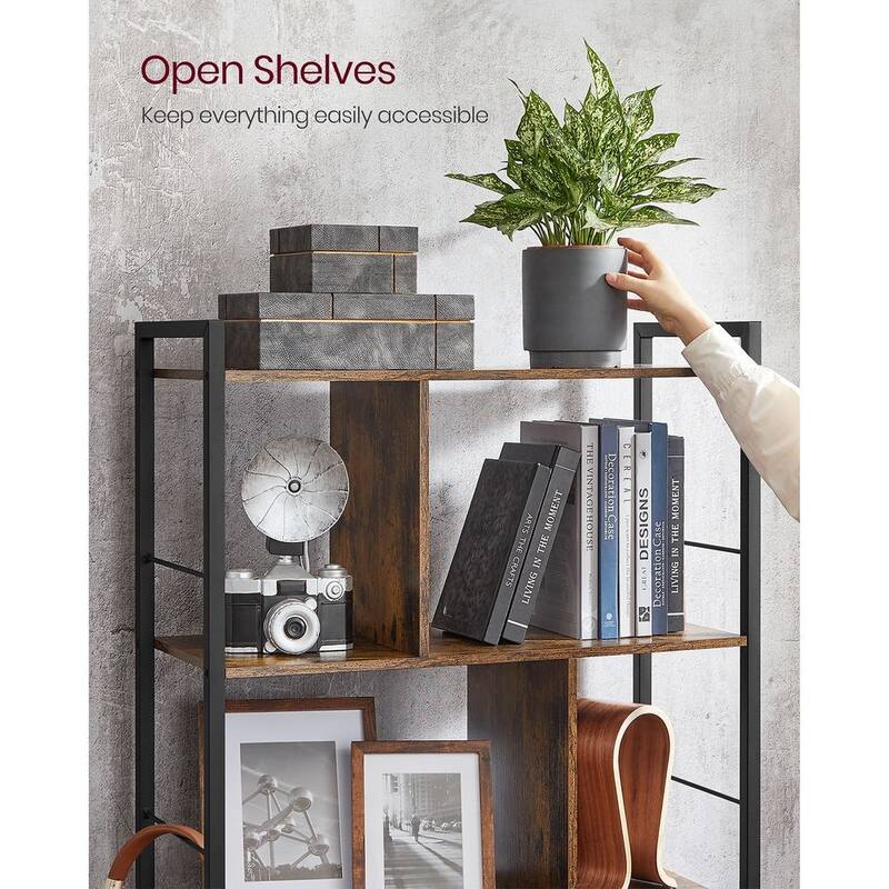 5 Tier Shelving Unit with Open Compartments for Office, Living Room, Bedroom, Industrial Style - 29.1" x 11.8" x 59.1"
