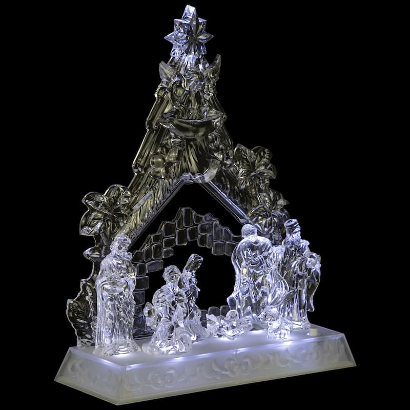 LED Nativity Scene In Stable Acrylic Christmas Decoration 10.75"