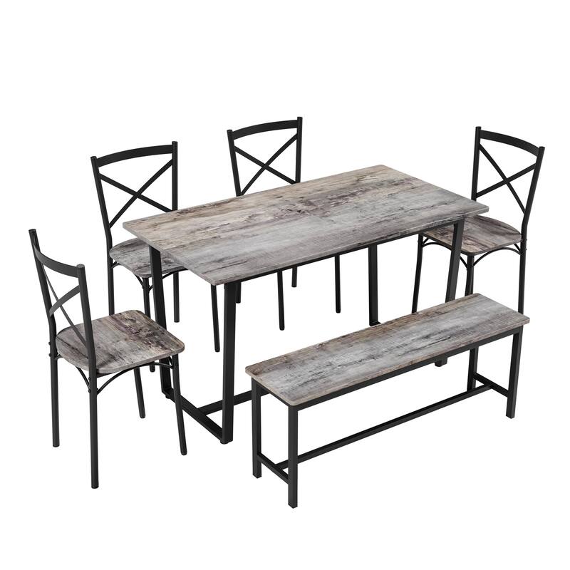 6 Pieces Dining Set 6-Piece Kitchen Table Set Perfect for Kitchen, Breakfast Nook, Living Room Occasions