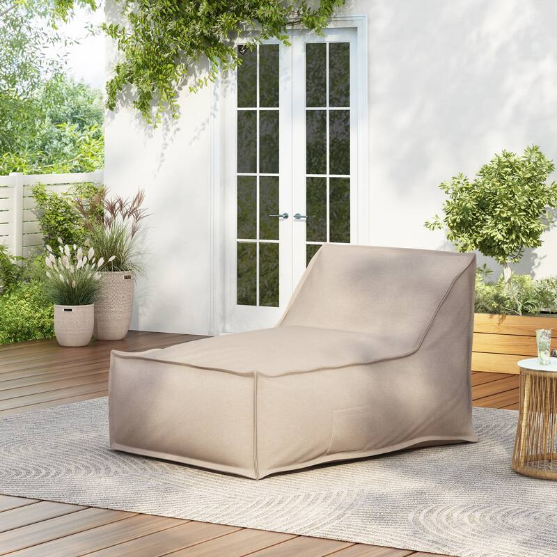 Christopher Knight Home- Carter Outdoor Fabric Bean Bag Lounge Chair - Beige_Set of 1