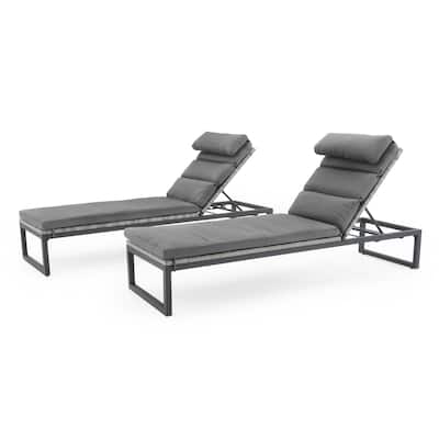 Milo Gray 2 Piece Sunbrella Outdoor Patio Chaise Lounges