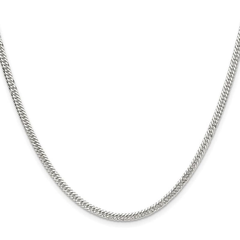 Curata 925 Sterling Silver 3.0mm Double Beveled Curb Chain Necklace