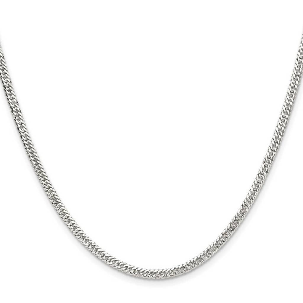 Curata 925 Sterling Silver 3.0mm Double Beveled Curb Chain Necklace