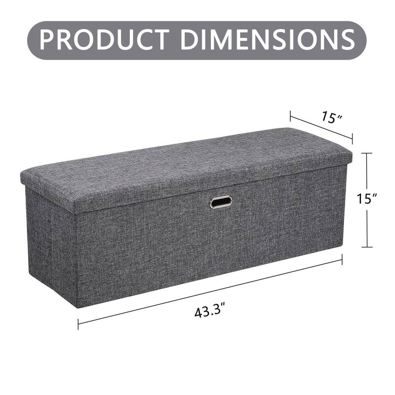 15" Tall Foldable Storage Ottoman Lift-Top Lid & Carry Handle Multi Functional Footrest Shoe Bench Coffee Table for Living Room
