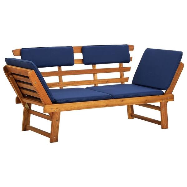 slide 2 of 8, vidaXL Patio Bench with Cushions 2-in-1 75" Solid Acacia Wood