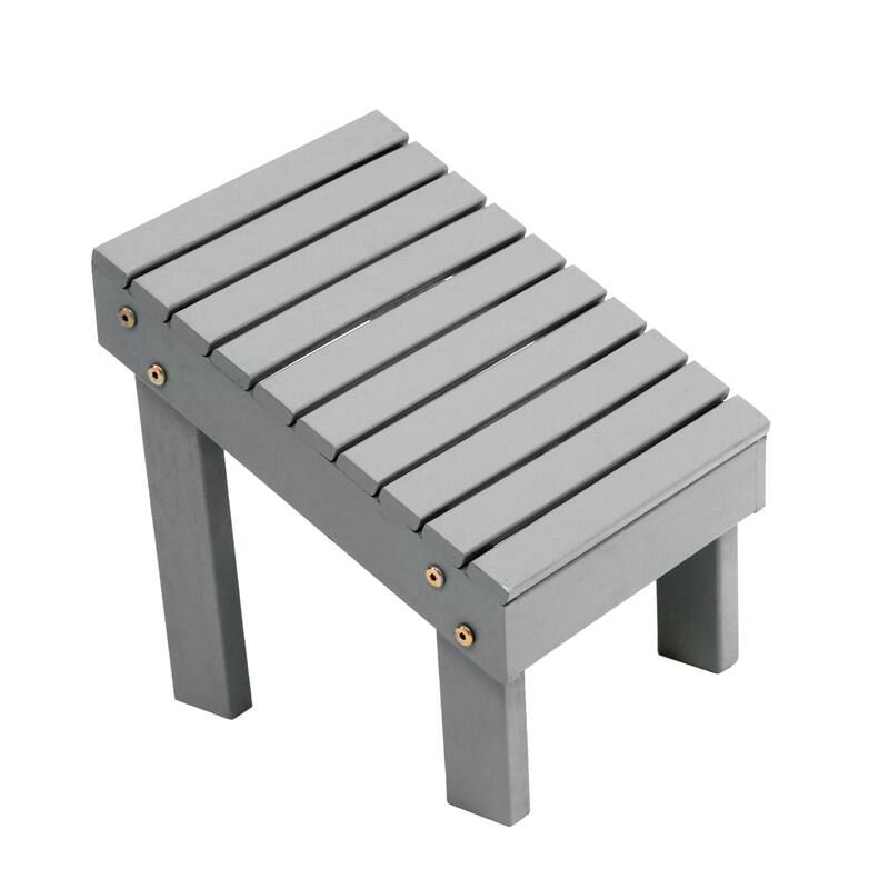 Saru 11.8" Traditional Classic Solid Acacia Wood Shower Shaving Foot Stool, By JONATHAN Y - Gray