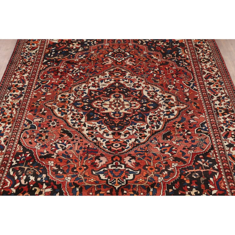 Hand Knotted Oriental 100% Wool Carpet Traditional Floral Oranges & Rust Bakhtiari Area Rug - 10' 1'' X 7' 0''