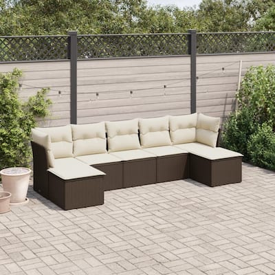 vidaXL Garden Sofa Set Brown, Cream White - 21.7 x 21.7 x 14.6
