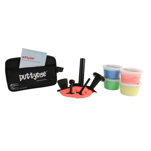 Puttycise Theraputty tool - 5-tool set with 4 x 1 lb putties, moderate (yellow-blue), with bag Puttycise Theraputty tool - 5-tool set with 4 x 1 lb putties, moderate (yellow-blue), with bag